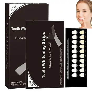 Bambusové Drevené Uhlie, Bielenie Zubov, Pásky | 14 Párov Ústnej Zubný Lekár Starostlivosť O Zuby Bieliace Prúžky Zubná Pasta Zubná Nástroje